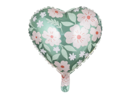 Folieballonnen Hart met bloemen, 45 cm, mix