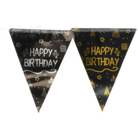 Vlaggenlijn Happy Birthday Goud Zwart 4m 
