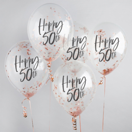 Happy 50th Confetti Ballonnen Rosé