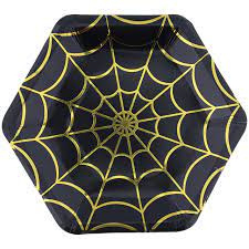Halloween Spinnenweb Bordjes Goud (8st)