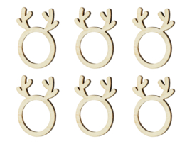 Houten ringen voor servetten Rendieren, natuurlijk hout