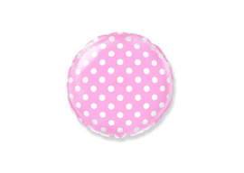 Folieballon Rond Roze Wit Stippen