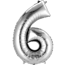 Folieballon 6 zilver 26’’