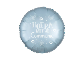 Hoera Met je Communie Pastelblauw Folieballon 18"