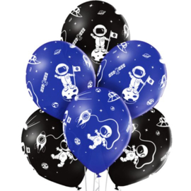 Space Latex Ballonnen Blauw-Zwart