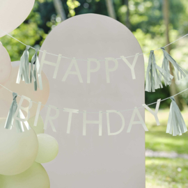 Sage Green Happy Birthday Slinger Met Tassels