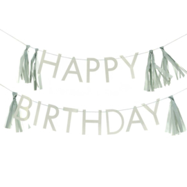 Sage Green Happy Birthday Slinger Met Tassels