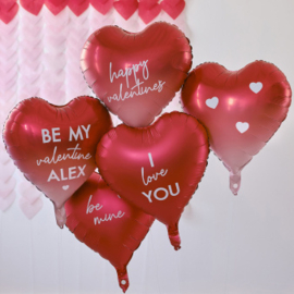 Folieballon - 5 stuks gemengde rode, roze en ombre harten