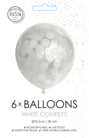 Confetti Ballonnen Wit 6 stuks
