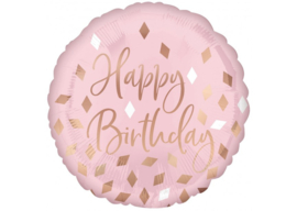 Folieballon Happy Birthday Rosé Roze 18"