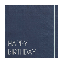 Navy Blue Servetten Happy Birthday