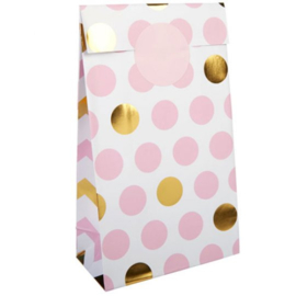 Party Bags Roze & Gouden Stippen