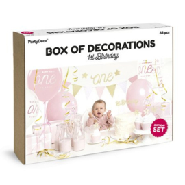 Box Of Decorations 1st Birthday Roze