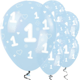 Blauwe ballonnen 1 jaar Latex