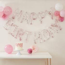 Happy Birthday Folieballonnen Confetti Roze Ginger Ray
