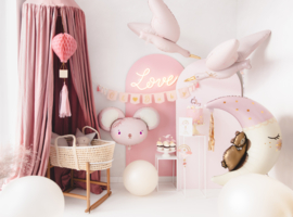 Folieballon Teddybeer op de maan, roze, 80x98 cm, mix