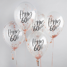 Happy 60th Confetti Ballonnen Rosé