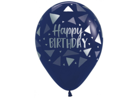 Happy Birthday TriangleNavy  Blue Latex Ballonnen