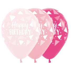 Happy Birthday Triangle Pink Latex