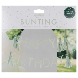 Sage Green Happy Birthday Slinger Met Tassels