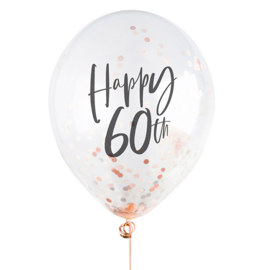 Happy 60th Confetti Ballonnen Rosé