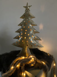 Handgemaakt metalen kerstboompje, old gold