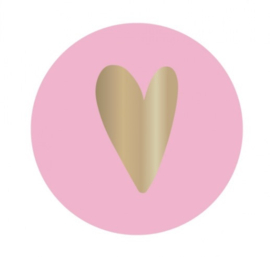 ronde stickers roze goud hartje