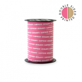 dubbelzijdig paporlene lint met tekst surprise roze/goud