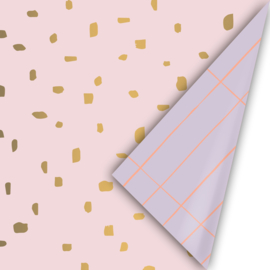 dubbelzijdig inpakpapier minimal dots roze goud