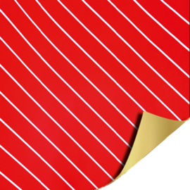 kerstpapier dubbelzijdig diagonale streep rood/wit 40 cm breed 2 meter lang