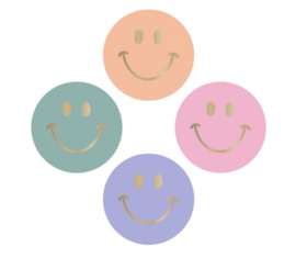 ronde stickers smiley groen / zalm