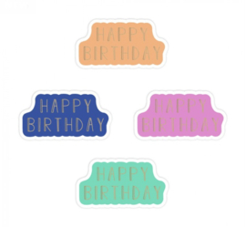 8 stickers happy birthday 4 kleuren