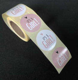 ronde sticker baby it’s a girl assorti