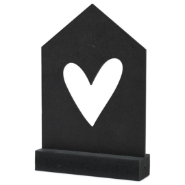 zwart houten kaarthuisje met standaard Zoedt - hartje