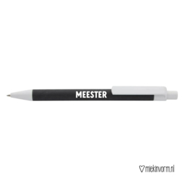 pen voor de meester zwart met witte opdruk