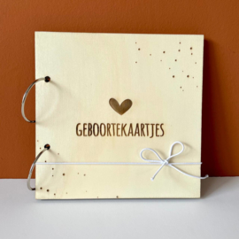 Houten bewaarbundel geboortekaartjes - 20 x 20 cm