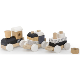 Label Label - houten speelgoedtrein - zwart/wit (met of zonder naam)