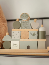 Label Label - houten stapelblokken - Olive green (met of zonder naam)