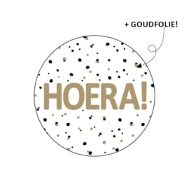 Sticker - Hoera! - Goudfolie - 4 cm