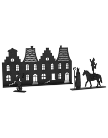 Zoedt - Houten grachtenpandjes met Sint met paard en pietjes