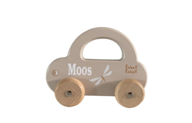 Label Label - houten auto little car - Nougat (met of zonder naam)