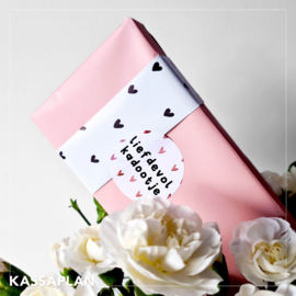 Sticker - Liefdevol kadootje - roze metallic hartjes - 4 cm
