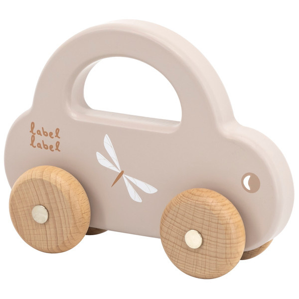 Label Label - houten auto little car - Nougat (met of zonder naam)