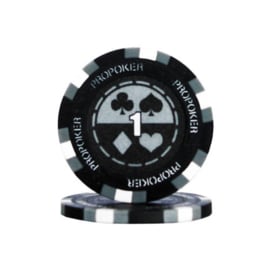 Pro Poker Pokerchip 13.5 gram Grijs Waarde 1 Per 25