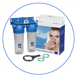 Waterfilter twin set 3/4" aansluitingen