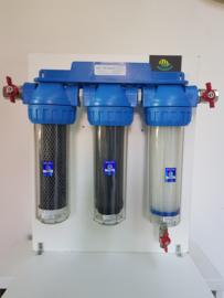 Aquafilter   Regenwater filter triplex mét aftapkraan en 3/4 " aansluitingen (Gratis verzending !)