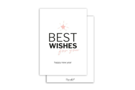 Kaart | Best wishes roze | 5 stuks