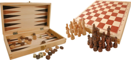 Luxe 3 in 1 bordspel in een houten kist, Small Foot