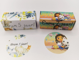 Traktatie |waterverftekening | inclusief naamsticker en doosje met naam| Diverse varianten