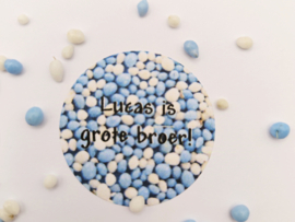 Stickers geboorte | 24 stuks | Met naam| Grote broer of grote zus